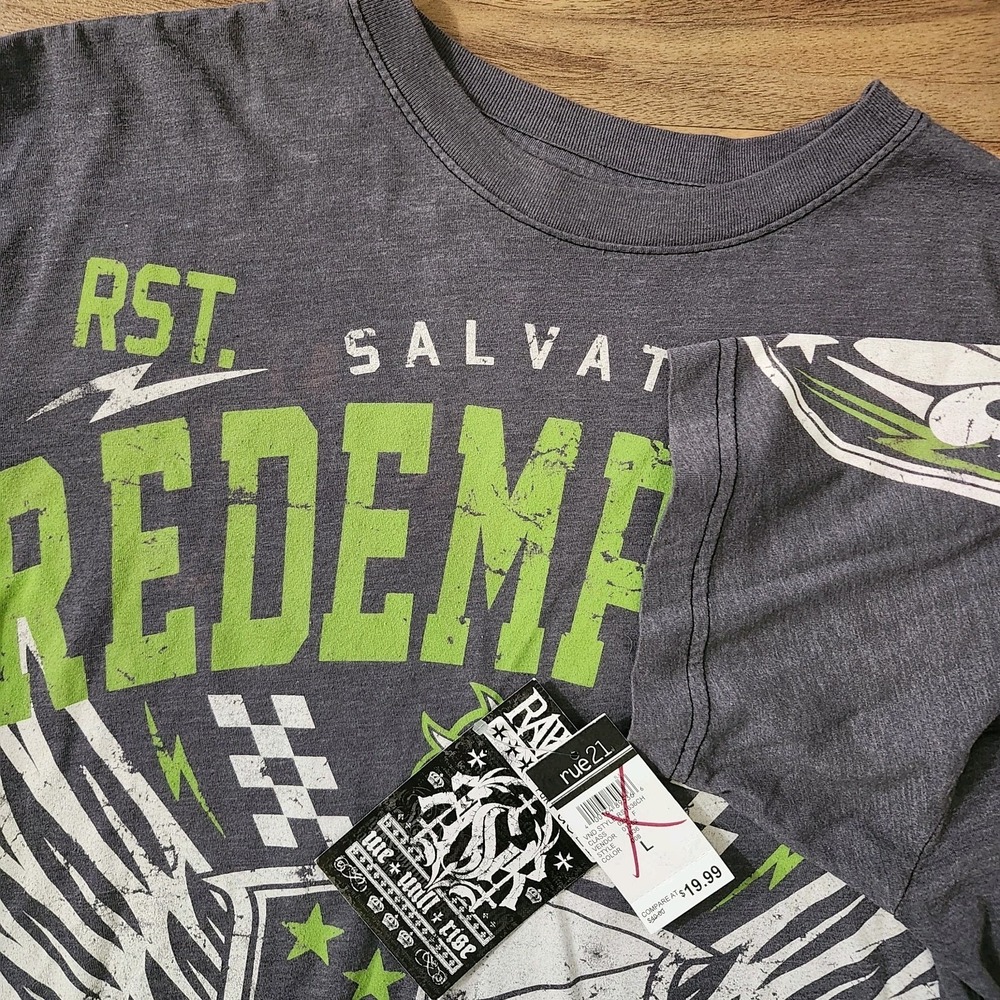 NWT Y2K Raw State Redemption Double Sided Graphic Print T-Shirt Size Large